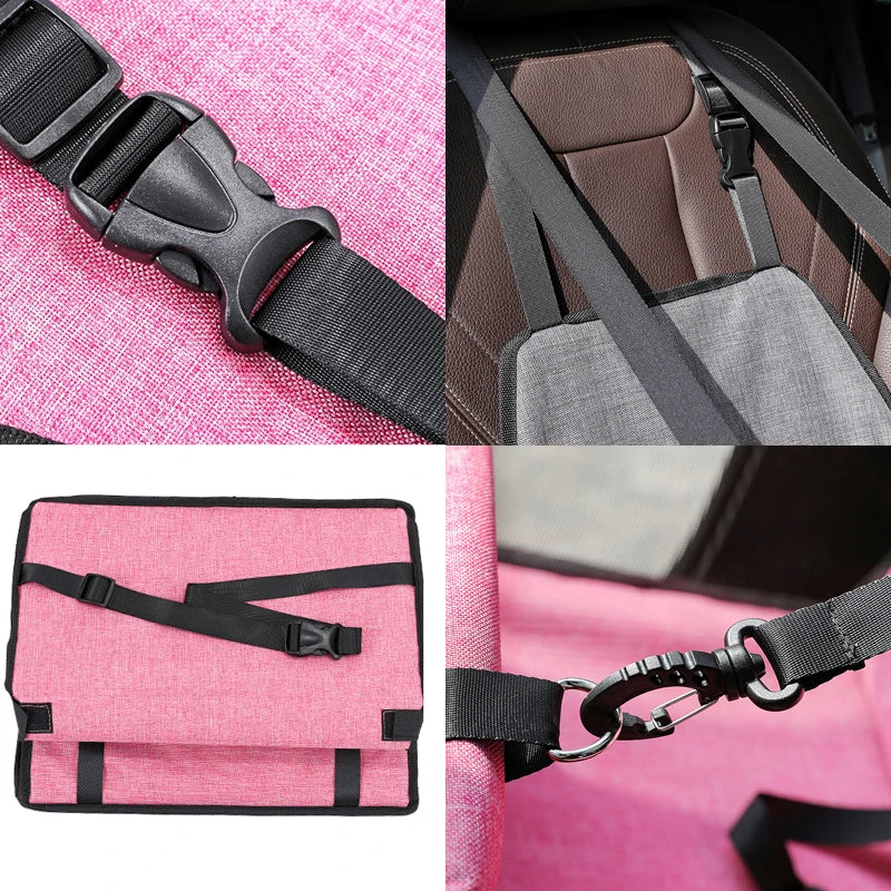 Attache du panier pour chien de couleur rose avec toutes les attaches du produit. Image produit Boutiquechien