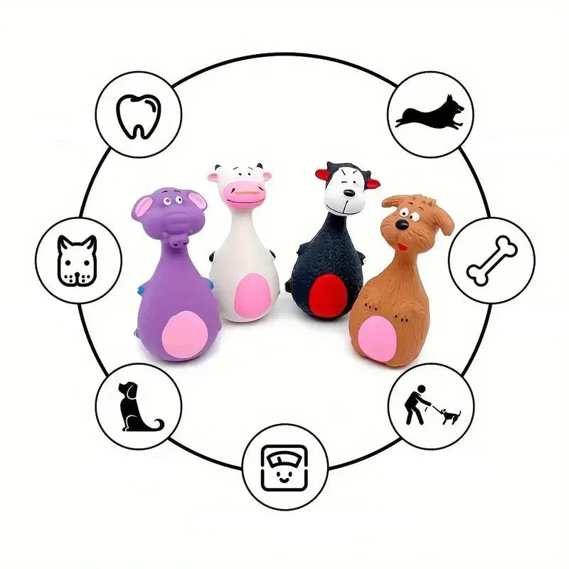 jouet pour chien en forme d'animaux grinçant avec tous les avantages du produit. Image produit de boutiqechien