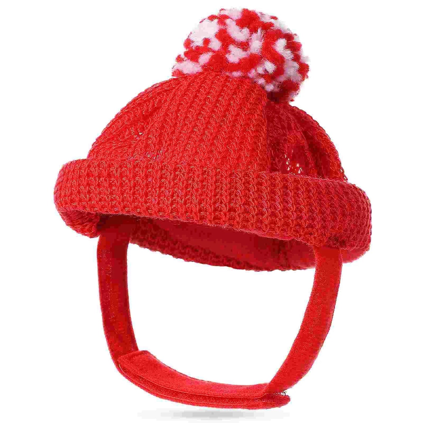 Bonnet pour chien de couleur rouge avec pompon. Image produit Boutiquechien