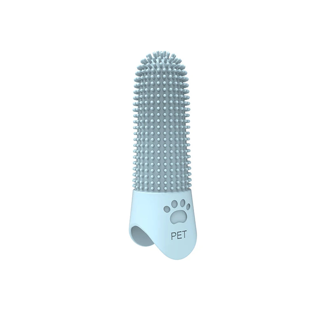 Brosse à dent pour chien 360 de couleur bleu. La brosse est à mettre au bout de son doigt pour pouvoir brosser efficacement son chien. Image produit Boutiquechien