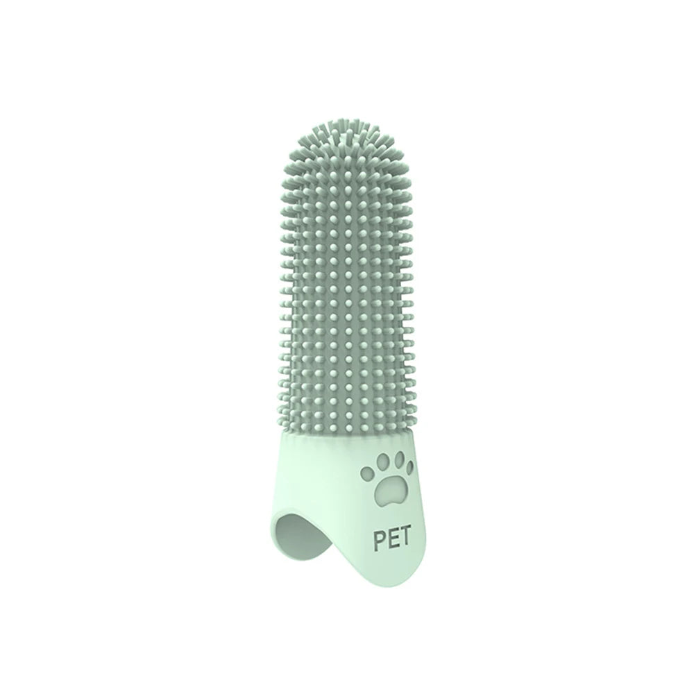 Brosse à dent pour chien 360 de couleur gris. La brosse est à mettre au bout de son doigt pour pouvoir brosser efficacement son chien. Image produit Boutiquechien