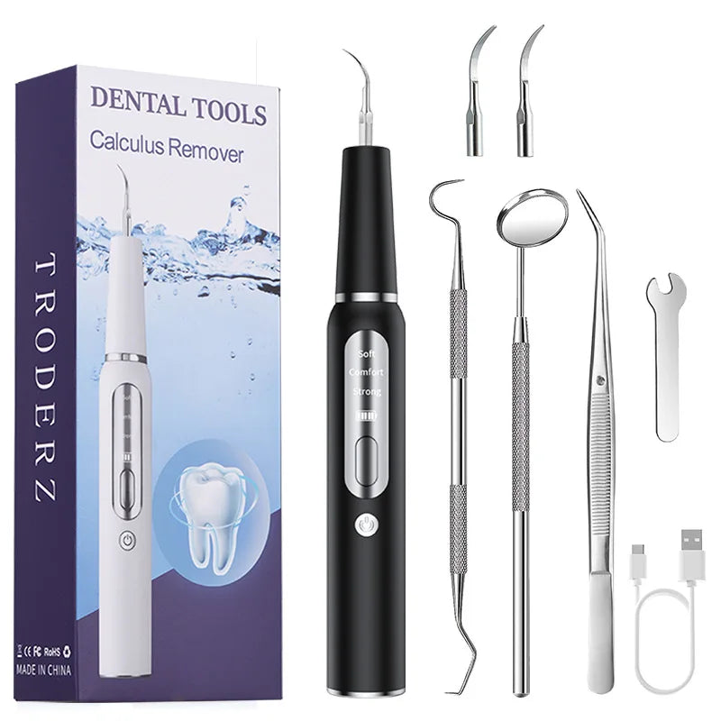 Produit de dentition pour chien anti tartre de couleur noir avec tous les accessoires accompagnant ce produit