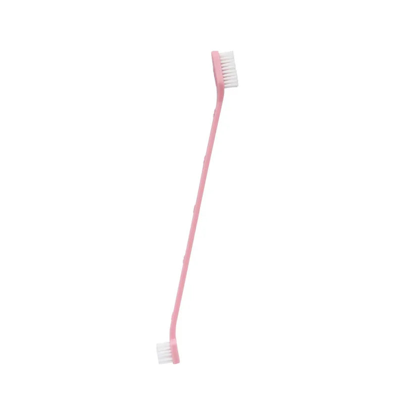 Brosse à dent de couleur rose avec tête double pour le meilleur soins des dents de votre compagnon. Image produit Boutiquechien