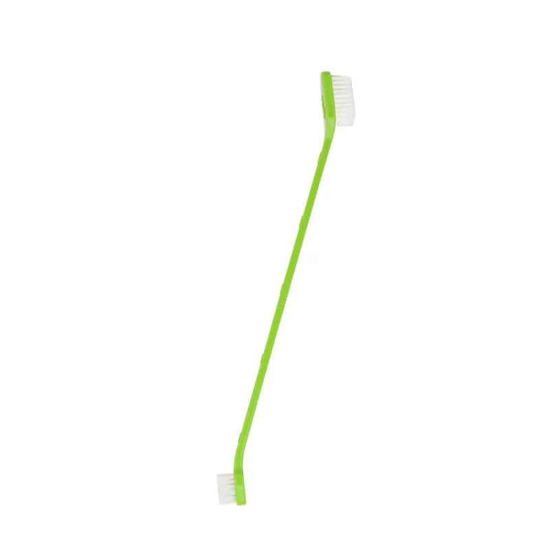 Brosse à dent de couleur verte avec tête double pour le meilleur soins des dents de votre compagnon. Image produit Boutiquechien