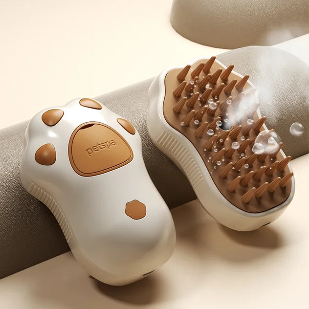 Brosse à vapeur en forme de pattes de couleurs brun et blanc mis en valeur. image produit Boutiquechien