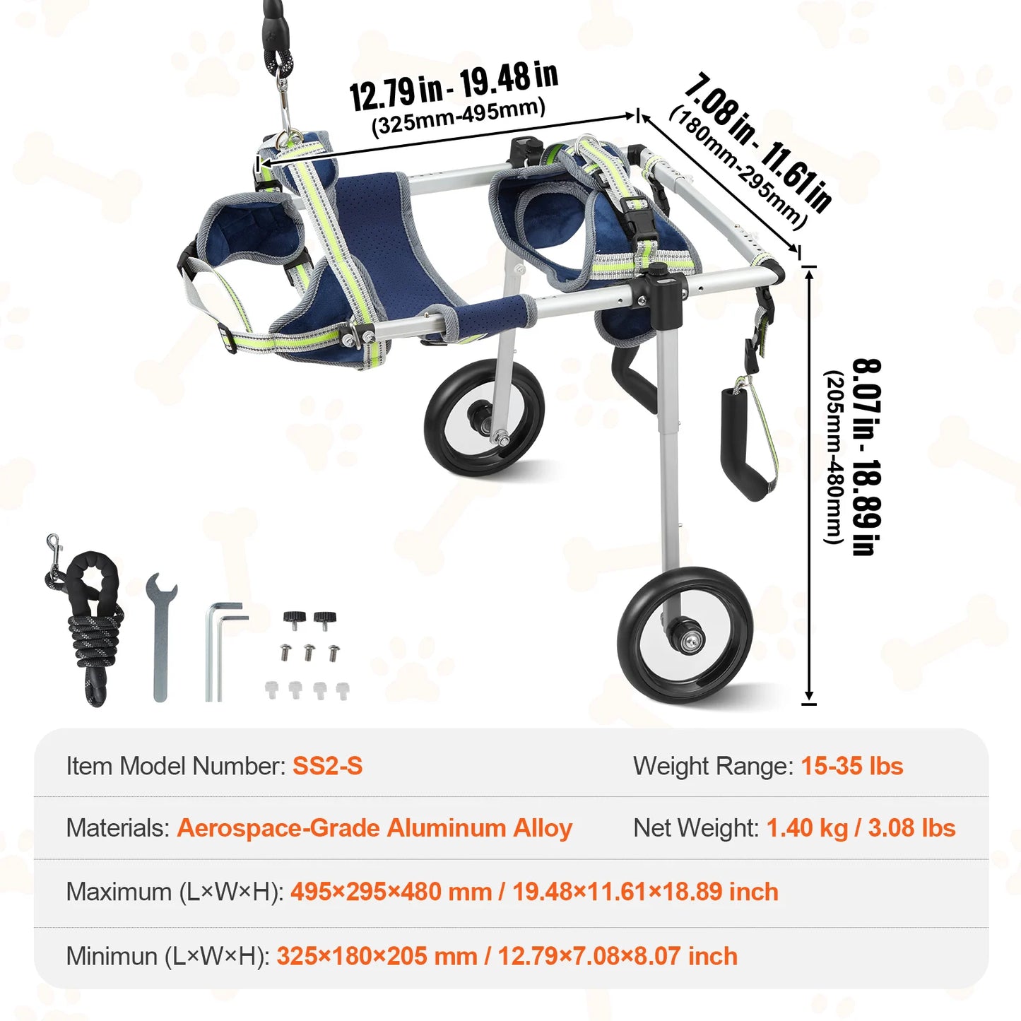Dimension total du chariot pour chien de taille S Image produit Boutiquechien
