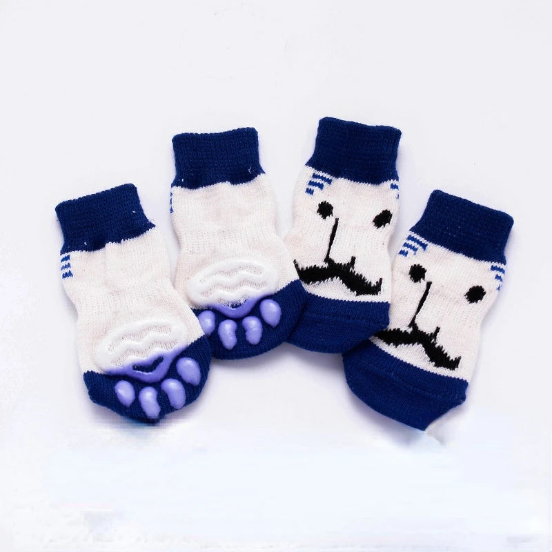 Chaussette pour chiens anti-dérapante de couleur blanche avec semelles anti-dérapante. Image produit Boutiquechien