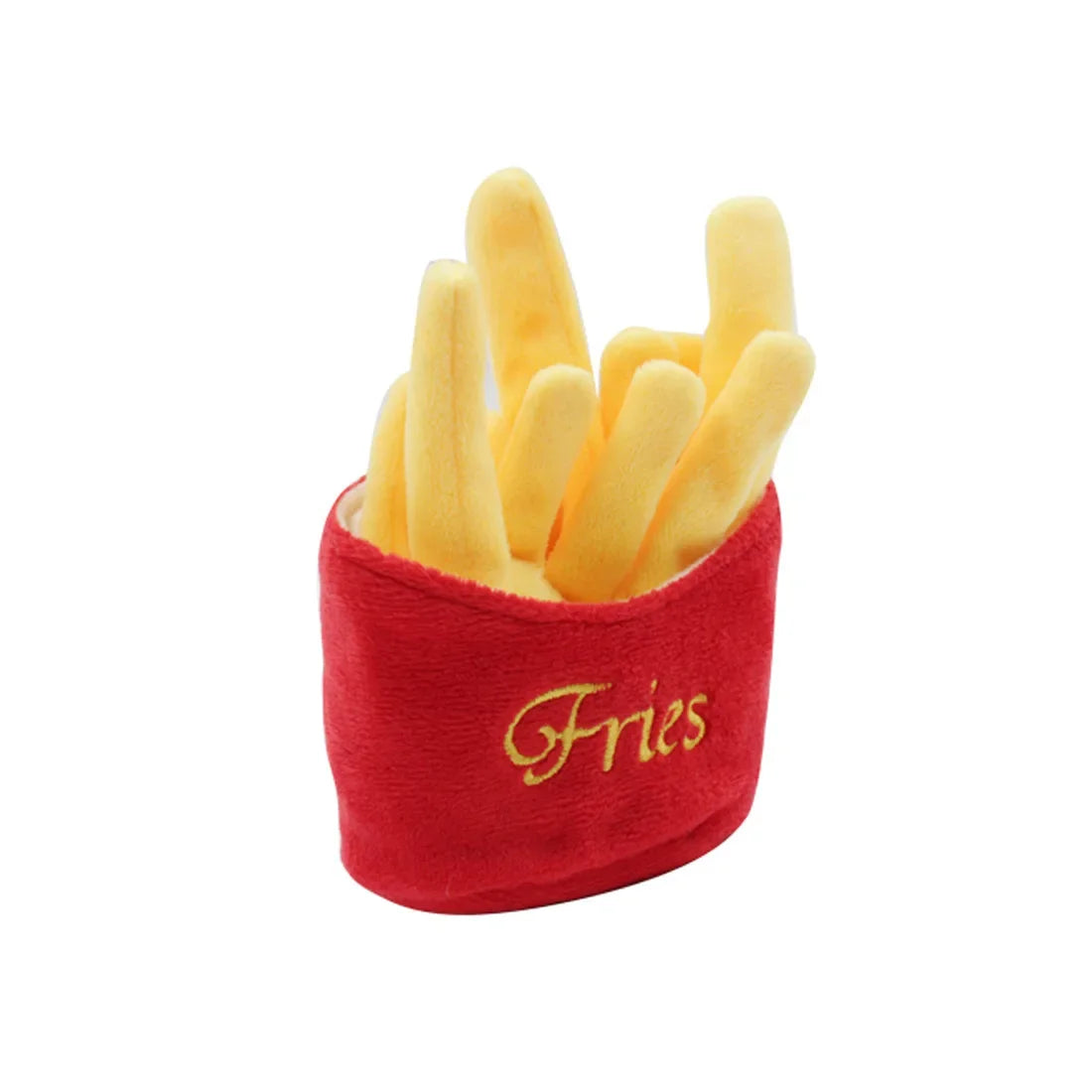 Frites jaune et rouge en peluche résistant pour chien de boutiquechien