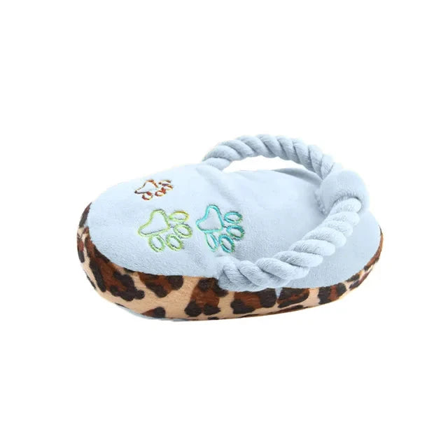 chausson renforcé pour chiot de couleur bleu et léopard. Image produit Boutiquechien