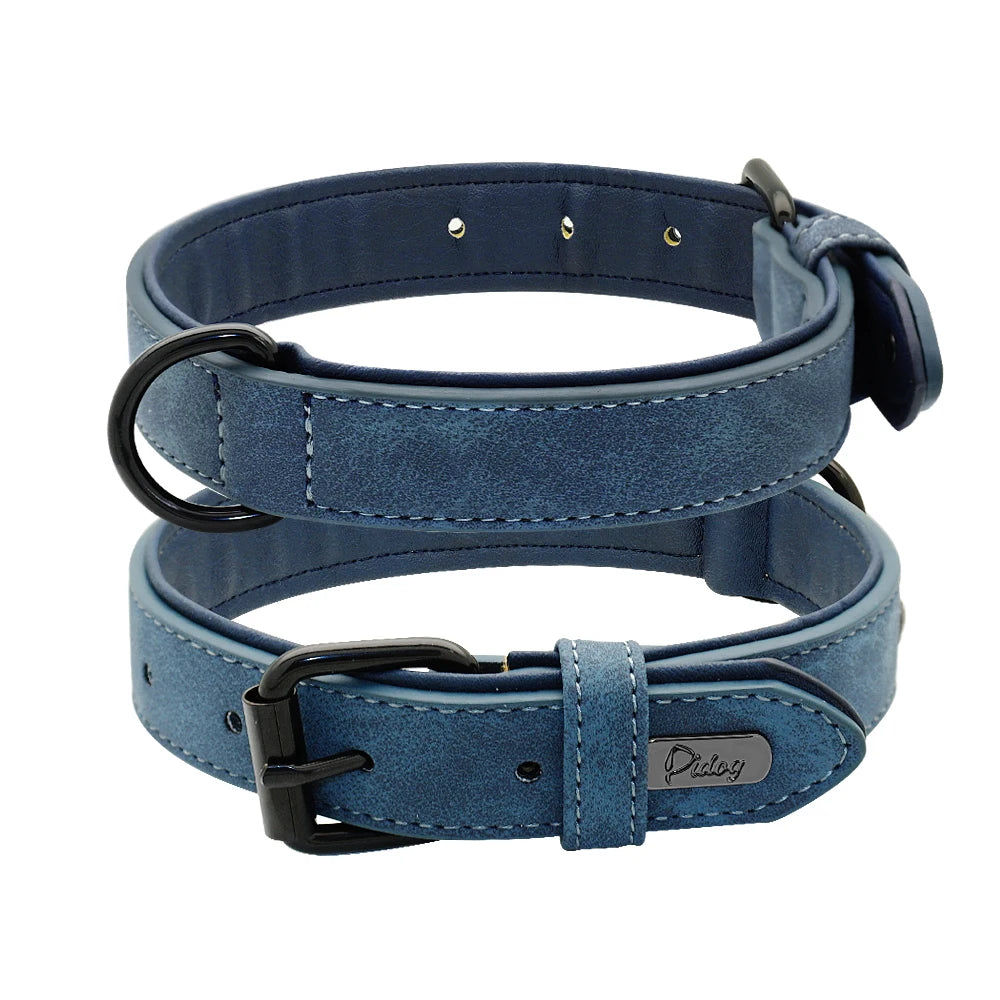 collier chien style cuir de couleur bleu. Image produit Boutiquechien