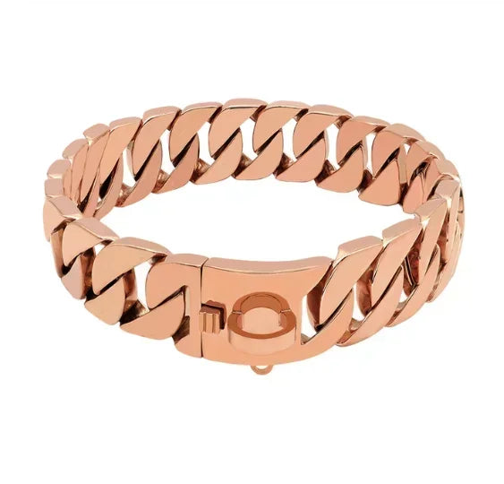 Collier chien chaine non etrangleur or rose