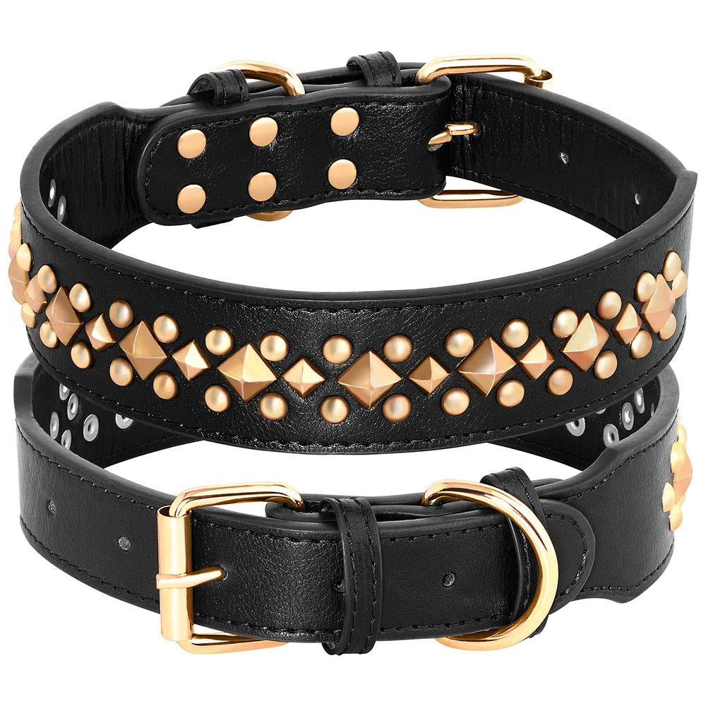 collier cuir noir de couleur noir avec des perles. Image produit Boutiquechien