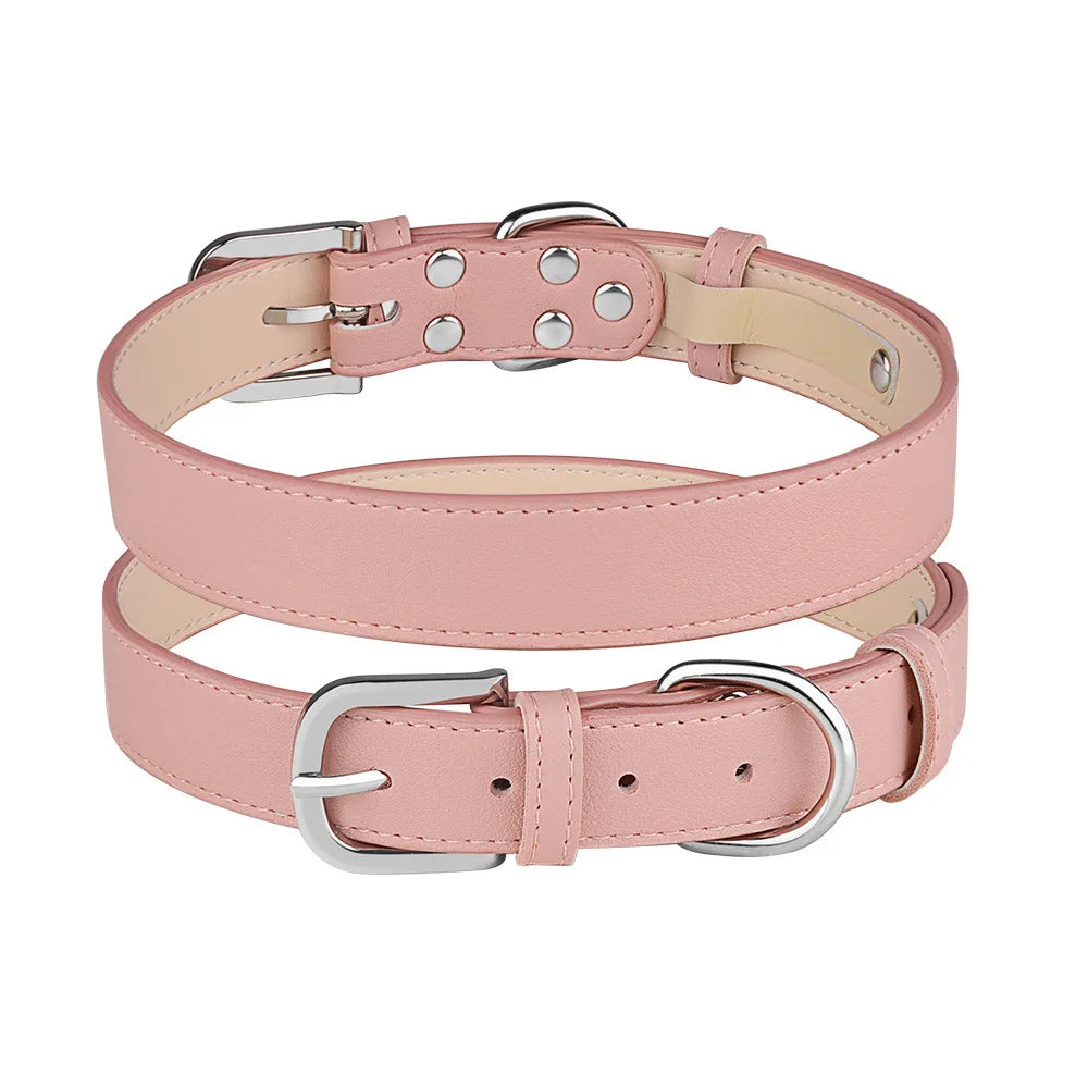 Collier chien de couleur rose style cuir de boutiquechien