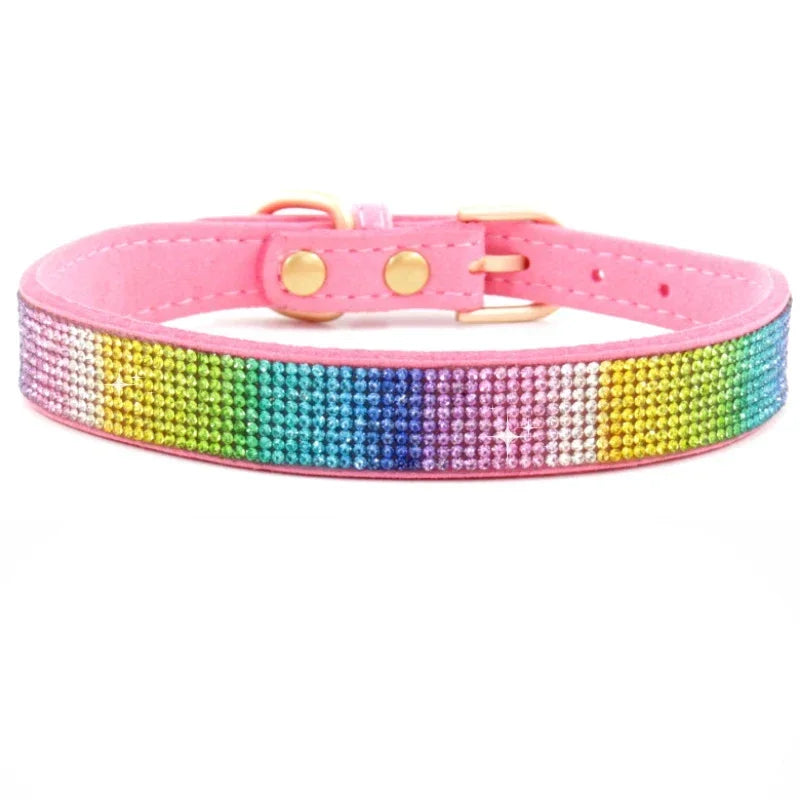 Collier chien à paillette rose multicolore . Image produit Boutiquechien