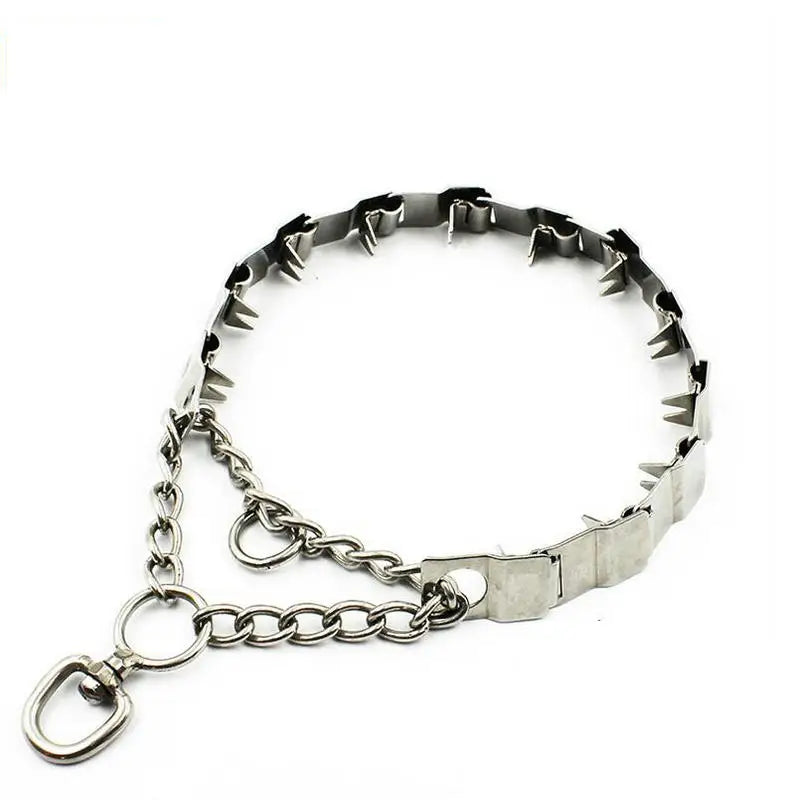 collier chien étrangleur de couleur métal. Le collier étrangleur est parfait pour dresser les chiens. Image produit Boutiquechien