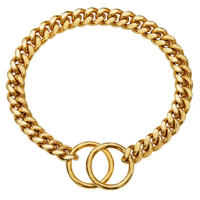 collier chien étrangleur de couleur or. Image produit Boutiquechien