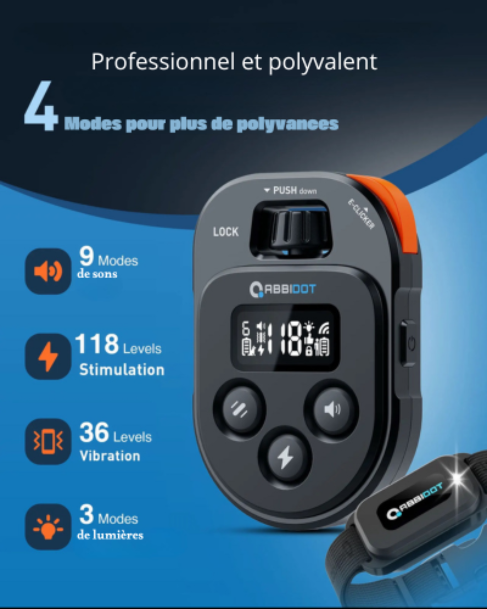 4 modes pour plus de polyvalence. Produit Boutiquechien