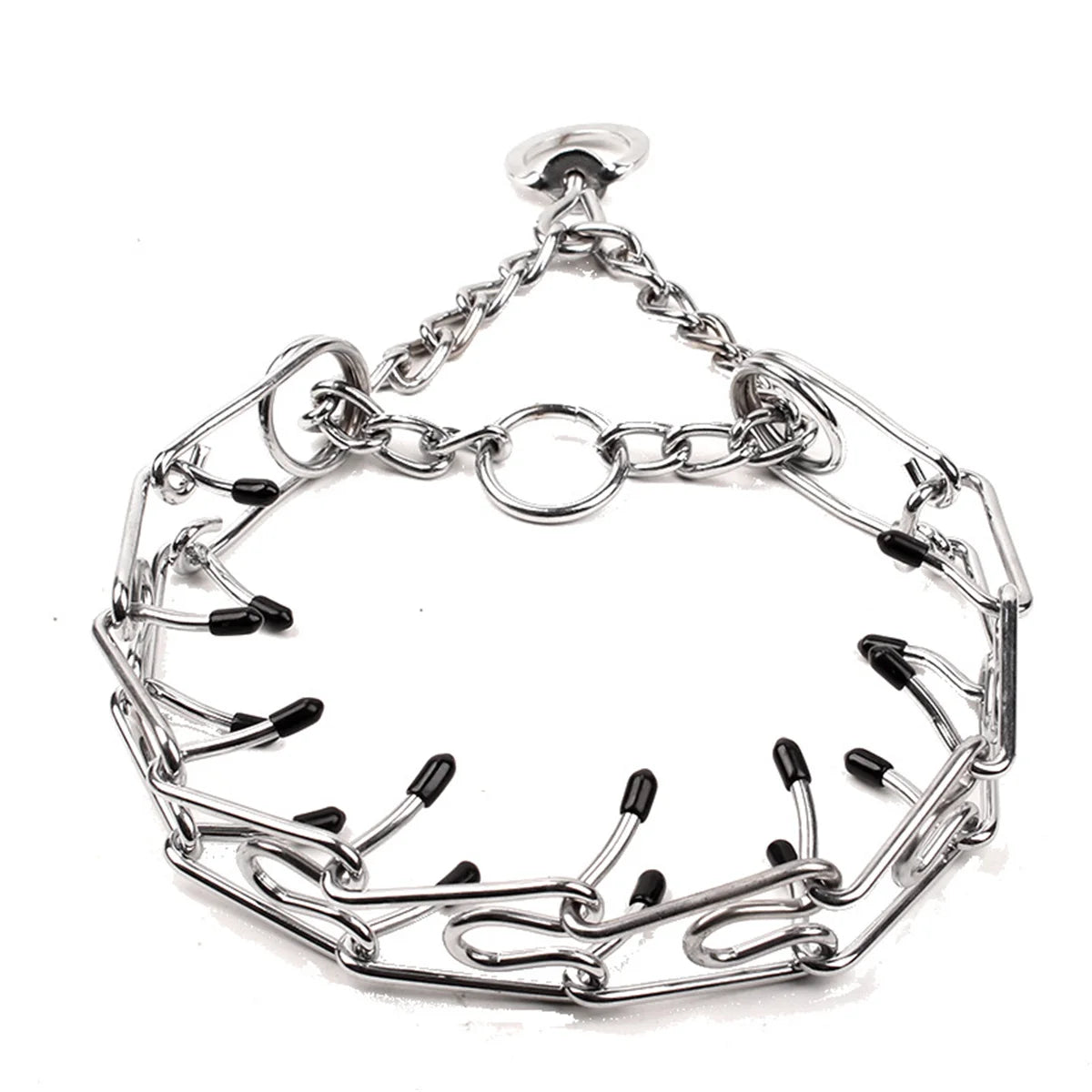 collier étrangleur pour chien en métal avec bout en caoutchouc. Image produit Boutiquechien