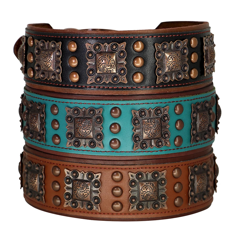 Collier chien à perle style cuir de couleurs noir, bleu et brun. Collier chien de Boutiquechien