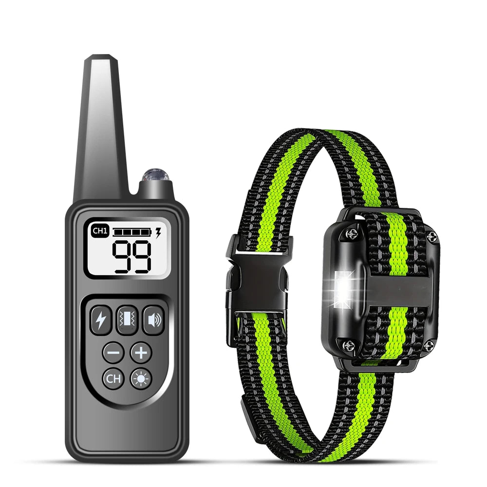 Collier chien de couleurs noir et vert avec telecommande noir. Image produit Boutiquechien