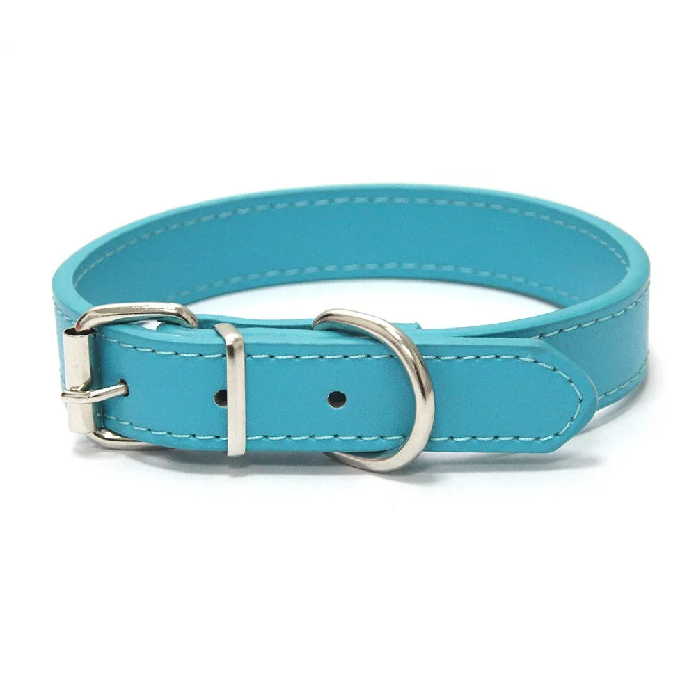 collier pour chiot bleu style cuir de Boutiquechien