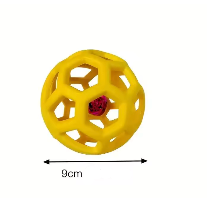 Balle chien de couleur jaune durable avec grelot. Image produit Boutiquechien