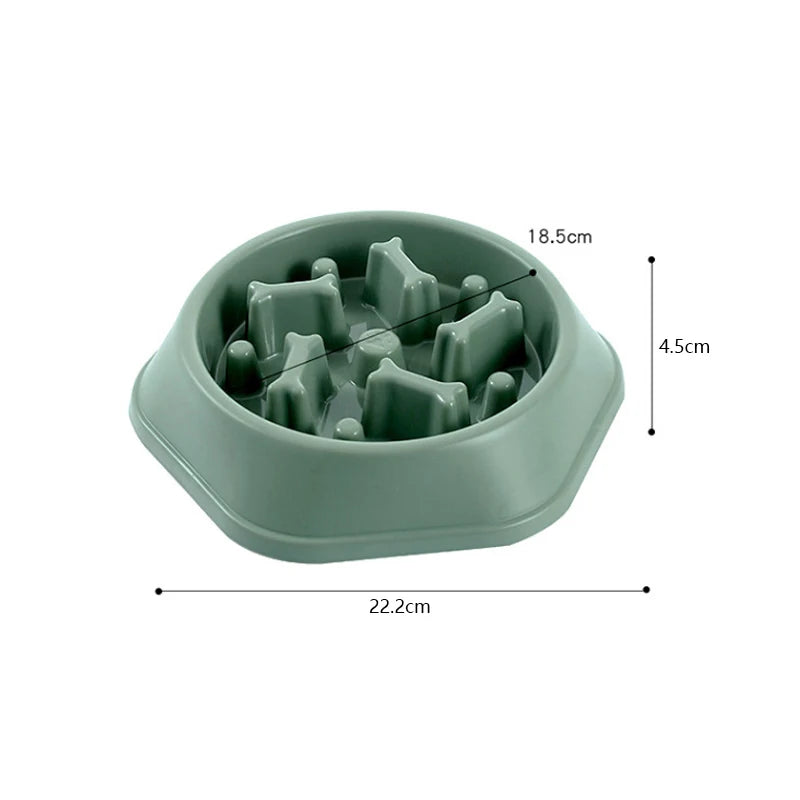 Dimension total de la gamelle anti-glouton pour chien de couleur verte avec toutes dimensions de la gamelle. Image produit Boutiquechien