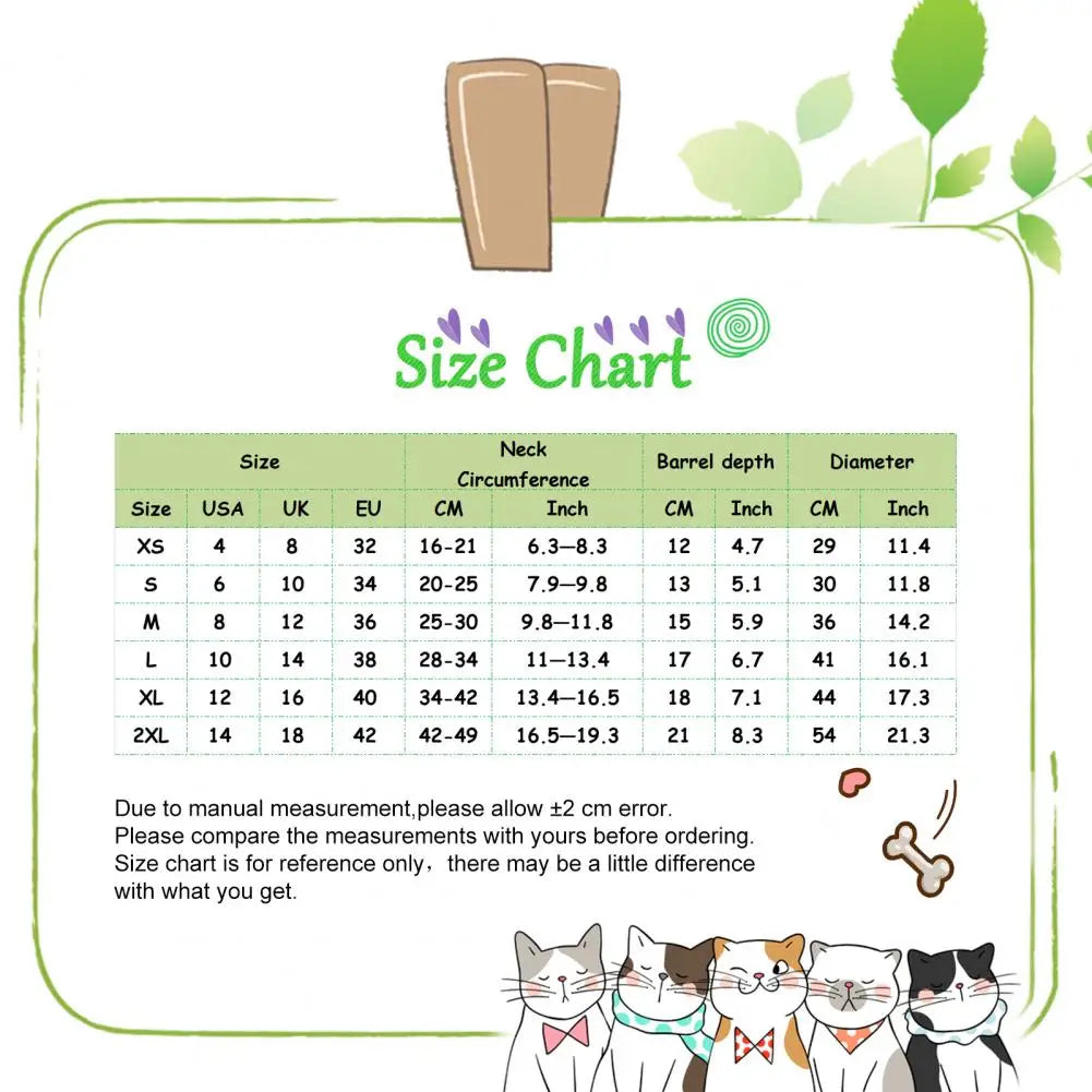 collerette pour chien dimensions total en forme de tableau. Image produit Boutiquechien