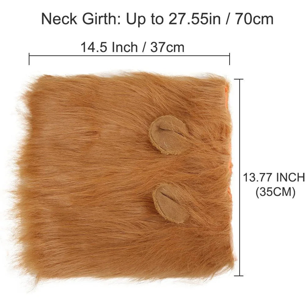 Dimensions total de la crinière de lion pour les chiens avec toutes les tailles. Image produit Boutiquechien