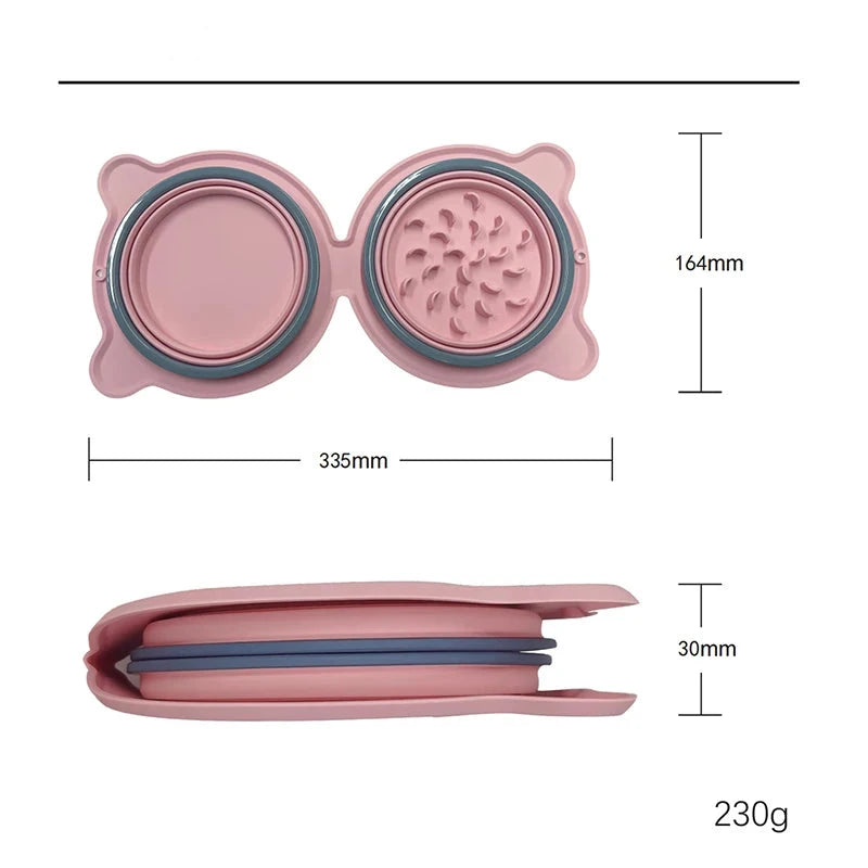 Dimension total de la gamelle pliante pour chien rose de boutiquechien