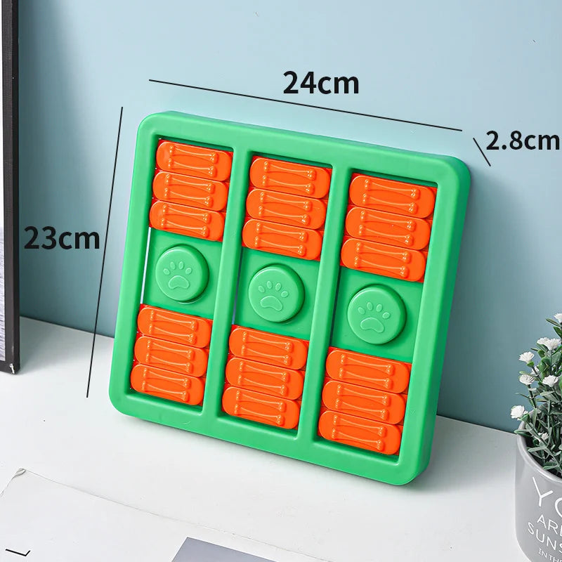 Dimensions total du puzzle pour chien de couleur vert et orange. Image produit Boutiquechien