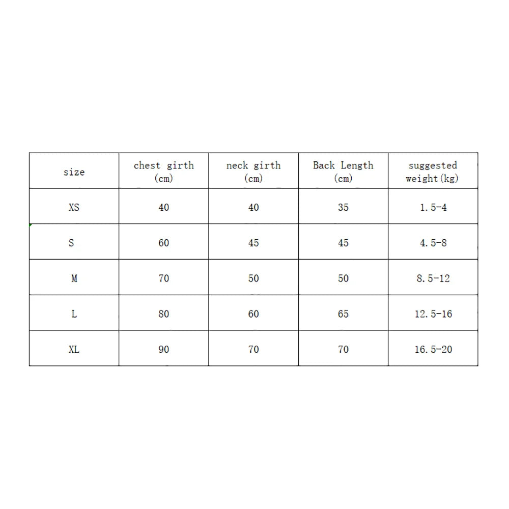 Dimensions total en tableau du peignoir pour chien. Image produit Boutiquechien