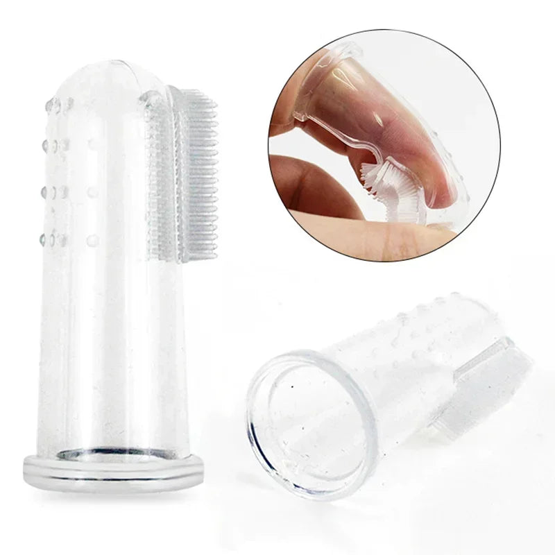 Doigt brosse a dents pour chien de couleur transparent pour les chiens. Image produit Boutiquechien