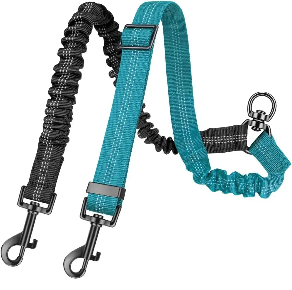 extension laisse double de couleur noir et bleu. L'extension de laisse de couleur noir et vert et possède un élastique pour réduire la pression. Image produit Boutiquechien
