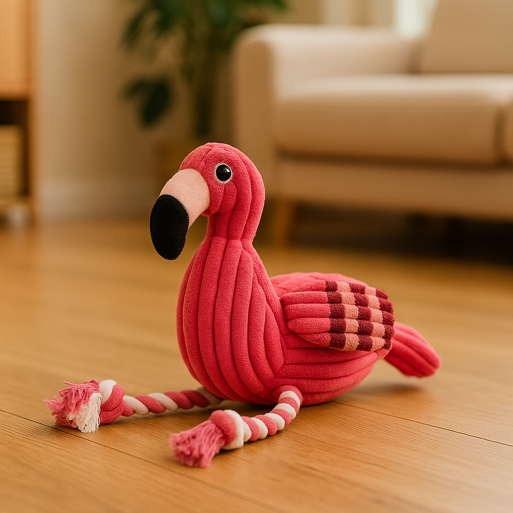 Peluche Flamant rose en corde
