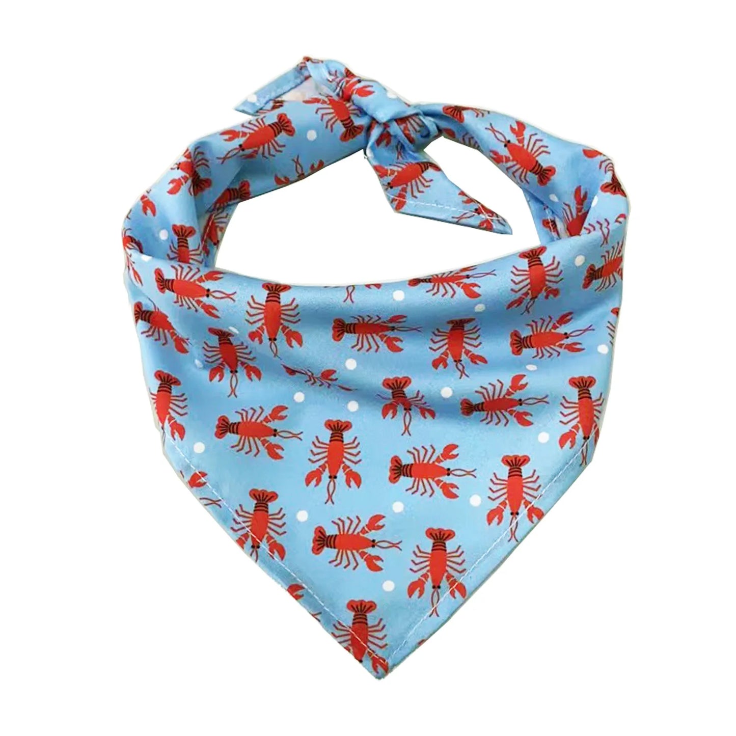 Foulard de couleur bleu et avec des écrevisse. Image produit Boutiquechien