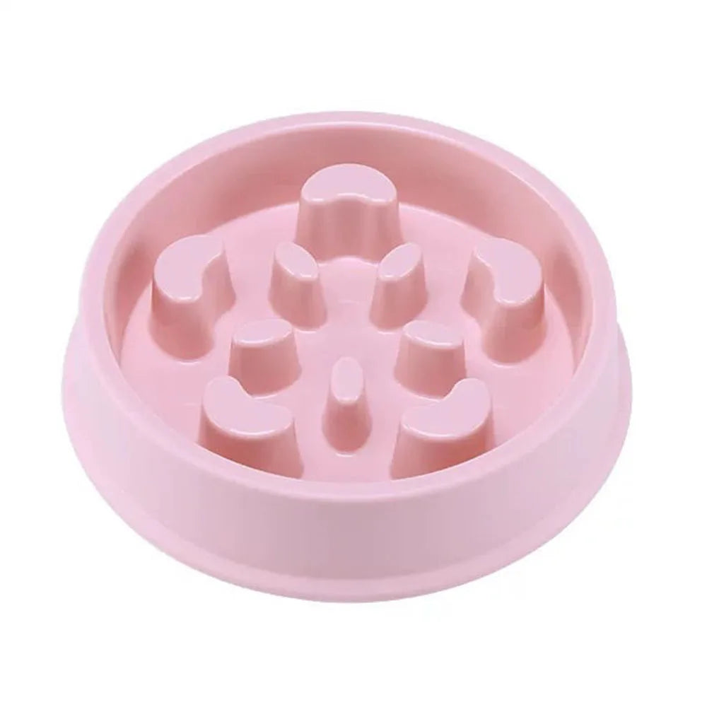 Gamelle pour chien anti-glouton de couleur rose en plastique anti- dérapant de boutiquechien