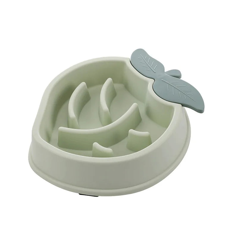 Gamelle chien anti glouton en forme de fraise couleur vert. Parfait pour les chiens glouton. Image produit Boutiquechien