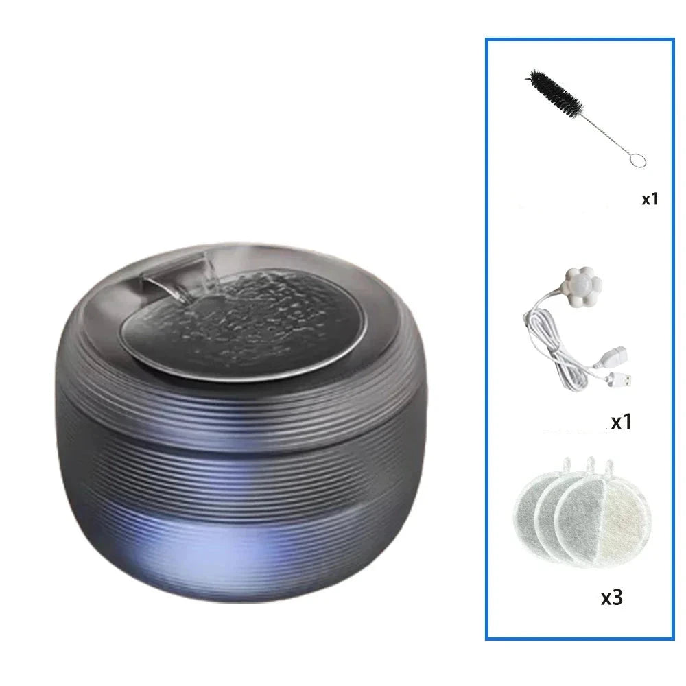 Gamelle chien de couleur noir avec brosse de nettoyage, sensor et trois filtre. Image produit Boutiquechien