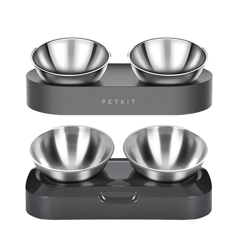 Gamelle chien double de couleur noir et gris surélevé pour les chiens. Image produit Boutiquechien
