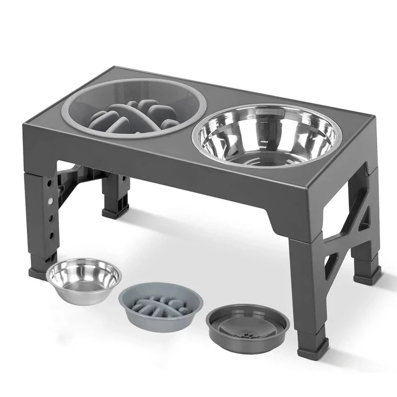 gamelle pour chien grise multi fonction avec gamelle anti glouton, eau. Image produit Boutiquechien
