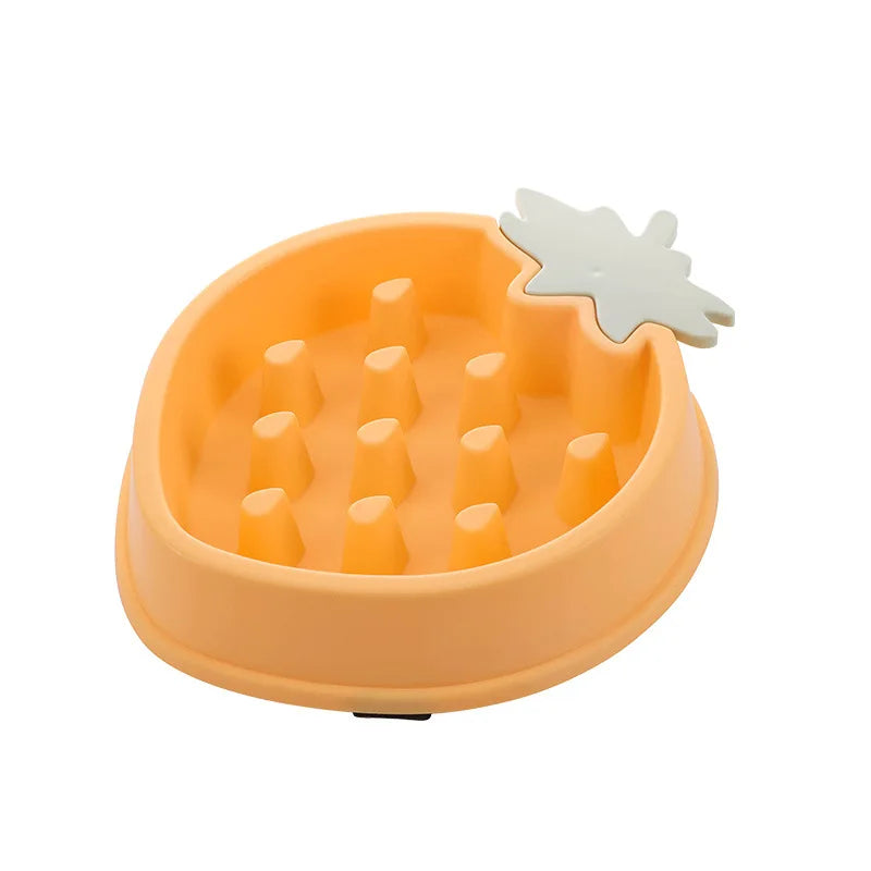 Gamelle chien anti glouton en forme de fraise couleur orange. Parfait pour les chiens glouton. Image produit Boutiquechien