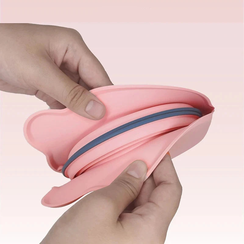 Gamelle pour chien plier en deux de couleur rose et grise. Image produit Boutiquechien