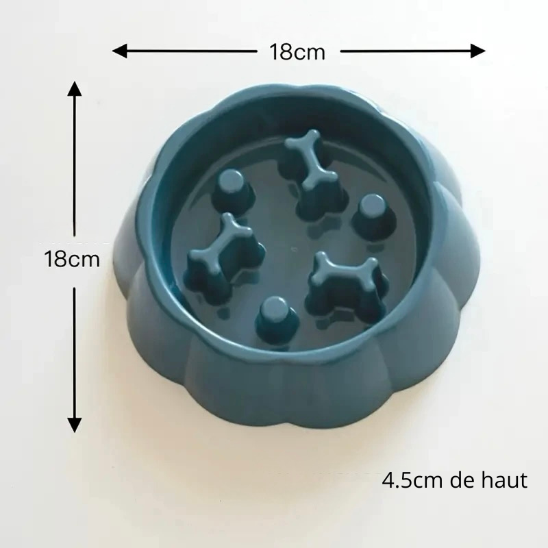 Gamelle pour chien anti-glouton de couleur kaki avec pour dimension 18cm sur 18cm parfait pour votre chien. Image produit Boutiquechien