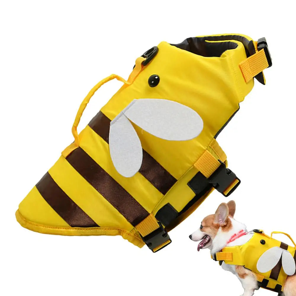 Gilet de sauvetage pour les petits et moyens chien en forme d'abeille de couleur jaune. Image produit Boutiquechien