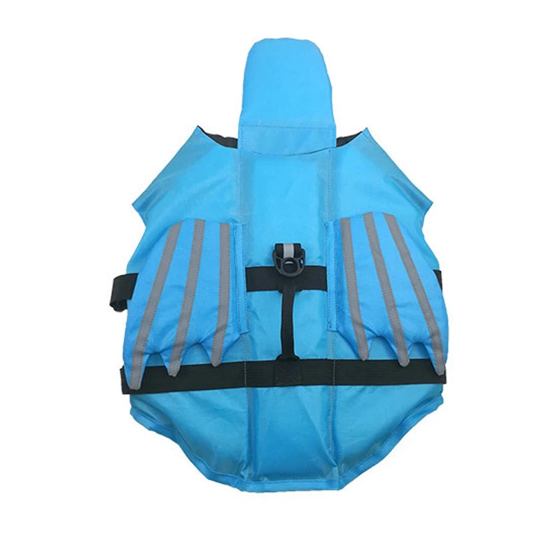 Gilet de sauvetage pour petit et moyen chien de couleur bleu avec une forme de dragon. Image produit Boutiquechien