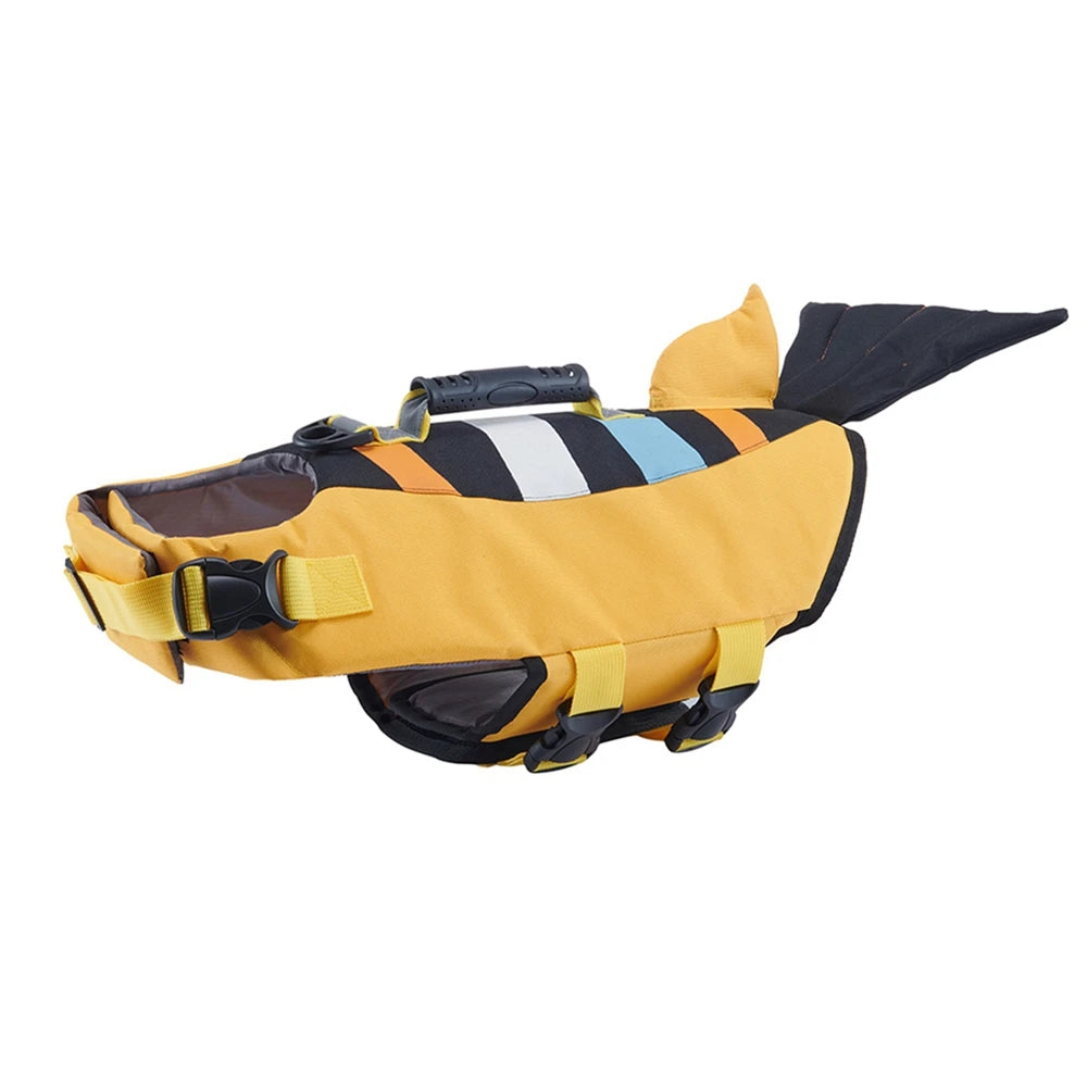 Gilet de sauvetage pour les chiens de grande taille de couleur jaune en forme de baleine. Image produit Boutiquechien