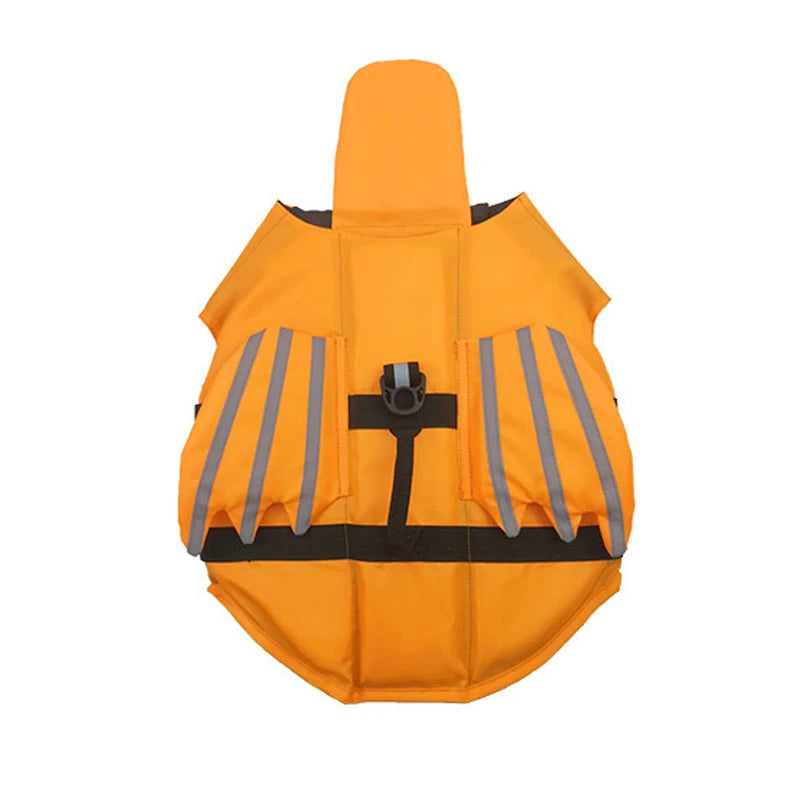 Gilet de sauvetage pour petit et moyen chien de couleur orange avec une forme de dragon. Image produit Boutiquechien