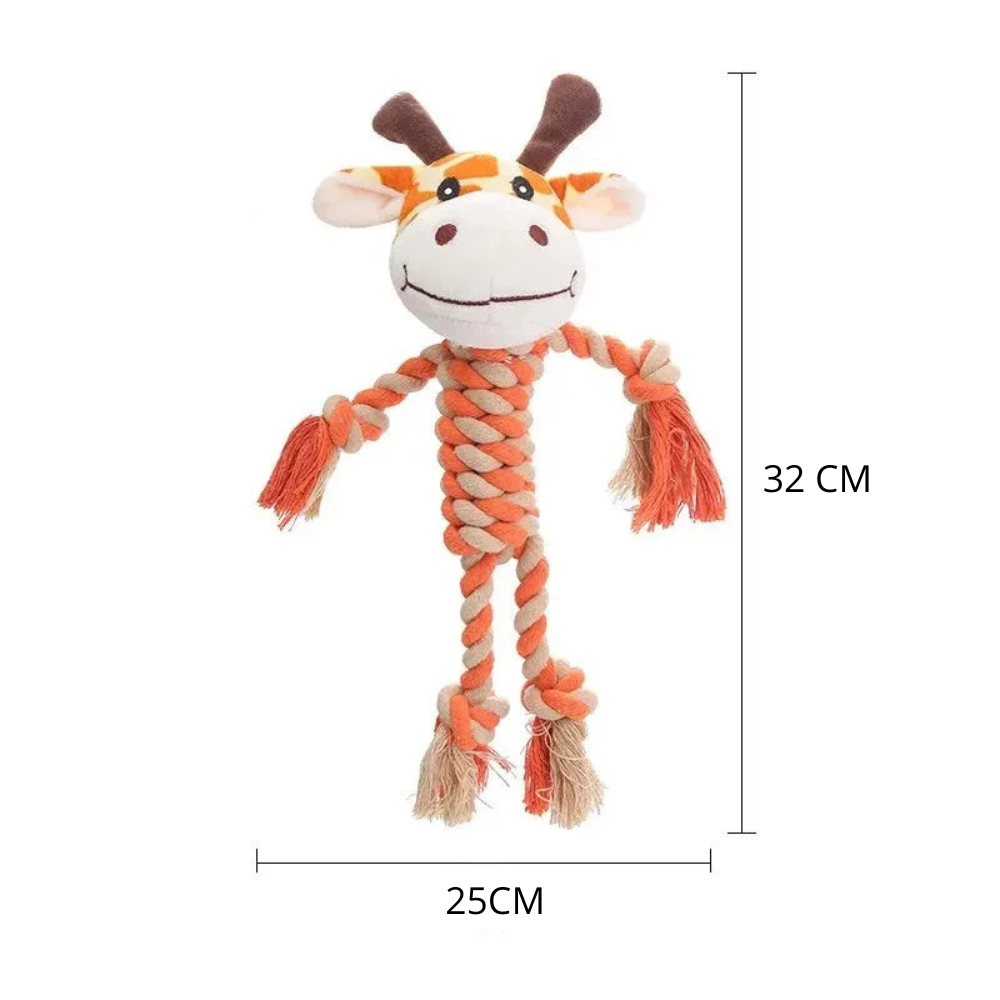 Giraffe de couleur orange en corde de 32cm. Image produit Boutiquechien