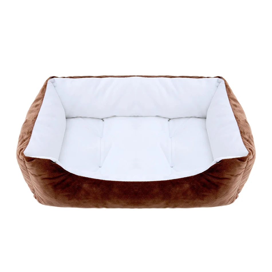 Grand panier pour chien XXL brun et blanc rembourré pour un moelleux de qualité supérieur. Panier style velour classe pour grand chien. image produit boutiquechien